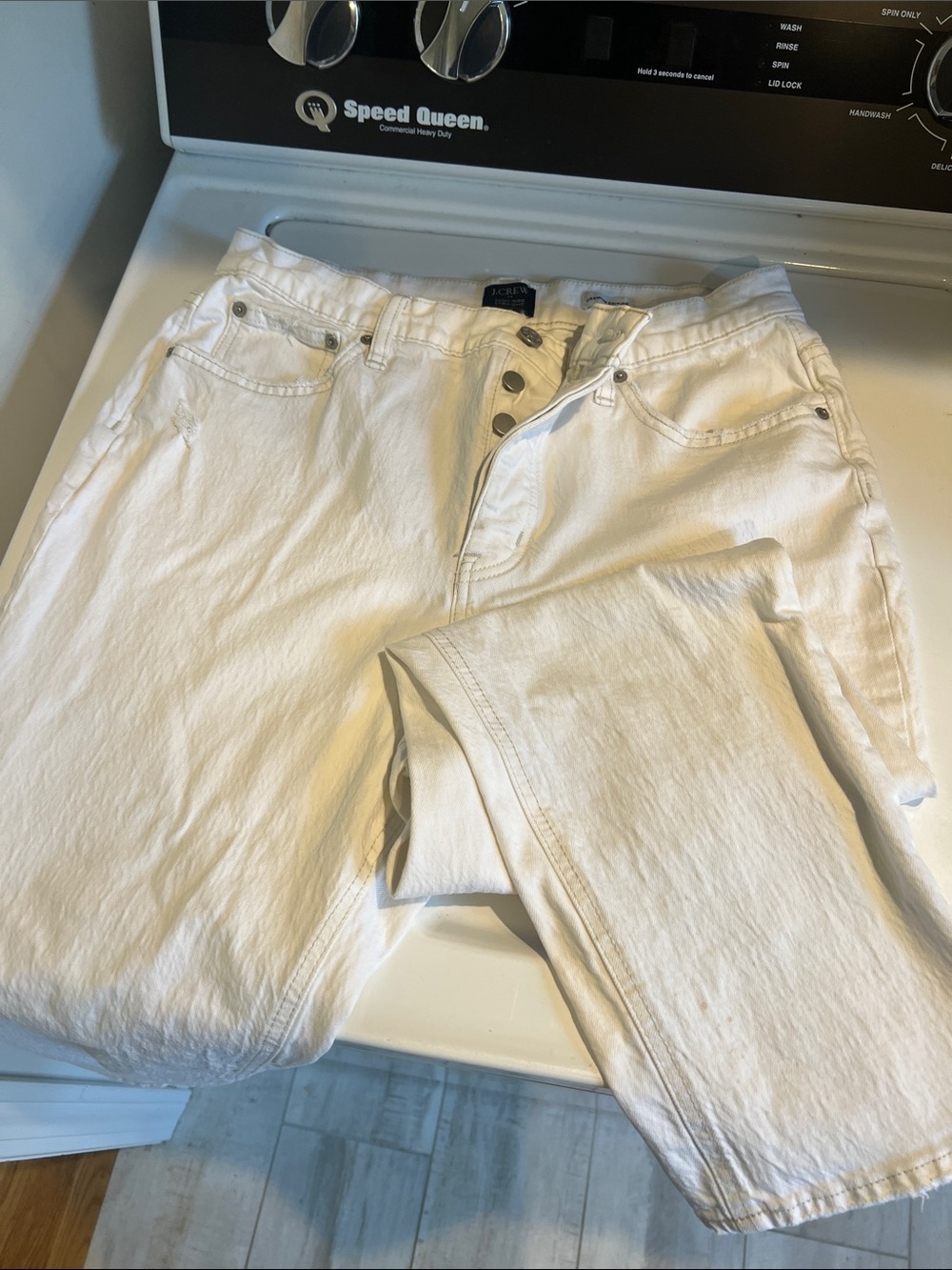 J. Crew High Rise Straight White Button-Fly Jeans